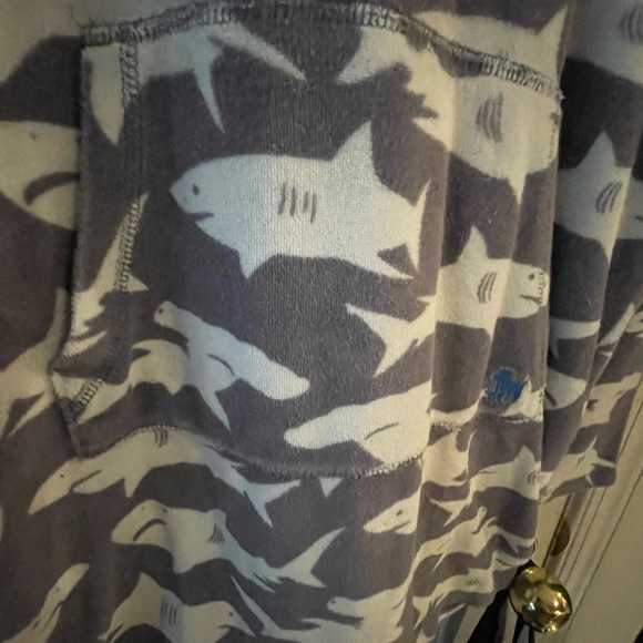 Boden Terry Swim Cover Up - Size 9-10 Years Shark Print Hooded Beach Toweling - Picture 3 of 8